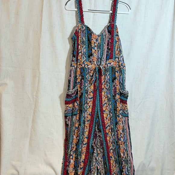 Anthropologie Calais Rainbow Patchwork Jumpsuit Size M - Picture 3 of 11